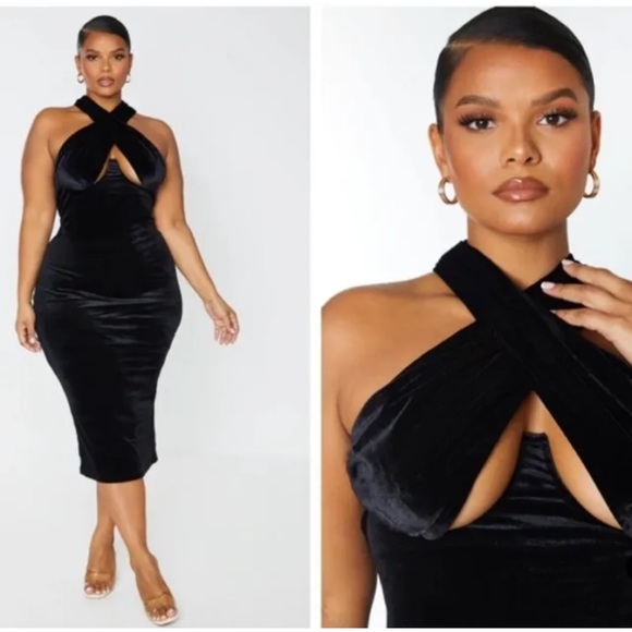 NEW velvet dress underboob Pretty little Thing stretch corseted inner bra - Picture 10 of 11